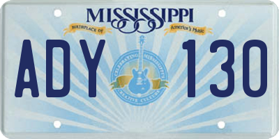 MS license plate ADY130