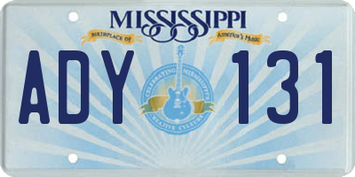 MS license plate ADY131