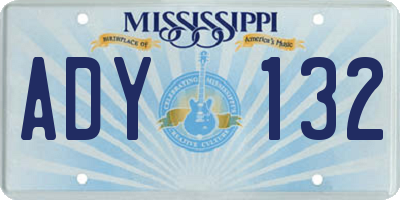 MS license plate ADY132