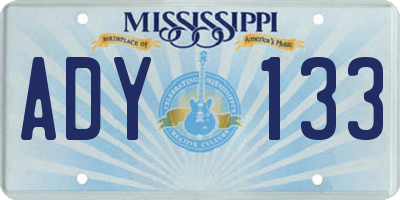 MS license plate ADY133
