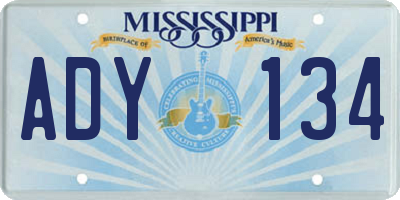 MS license plate ADY134