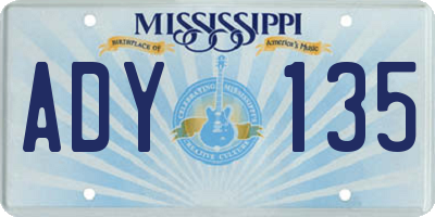 MS license plate ADY135