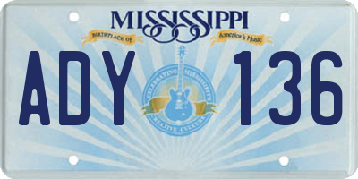MS license plate ADY136