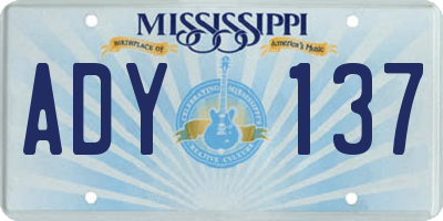 MS license plate ADY137
