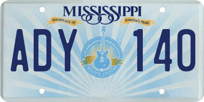 MS license plate ADY140