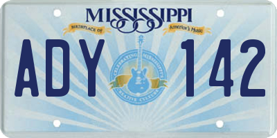 MS license plate ADY142