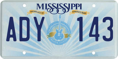 MS license plate ADY143