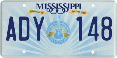 MS license plate ADY148