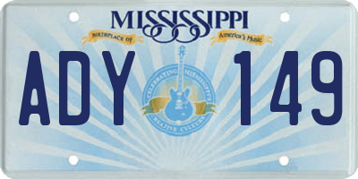 MS license plate ADY149