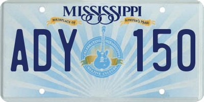 MS license plate ADY150