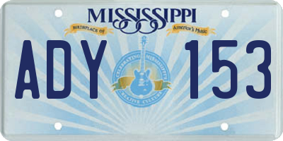 MS license plate ADY153