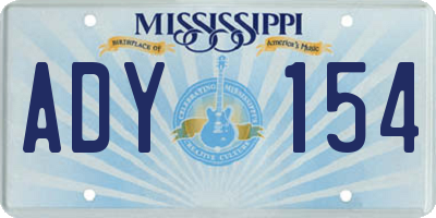 MS license plate ADY154