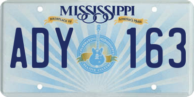 MS license plate ADY163