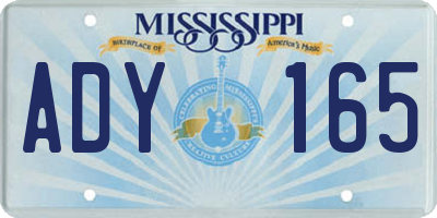 MS license plate ADY165