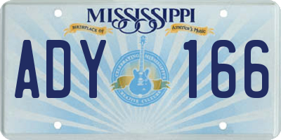 MS license plate ADY166