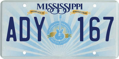 MS license plate ADY167