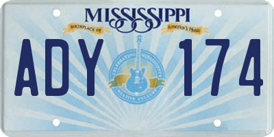 MS license plate ADY174