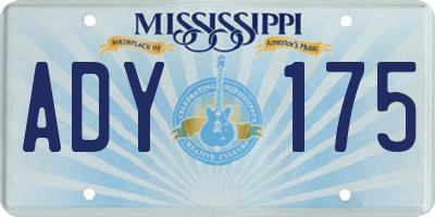 MS license plate ADY175