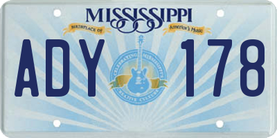 MS license plate ADY178