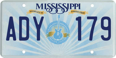 MS license plate ADY179