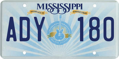 MS license plate ADY180