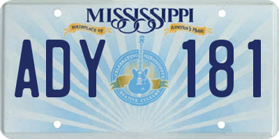 MS license plate ADY181