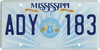 MS license plate ADY183