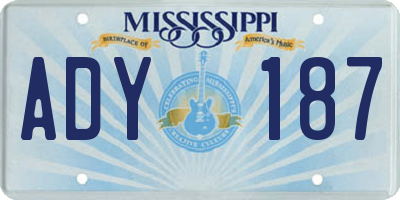 MS license plate ADY187