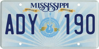 MS license plate ADY190