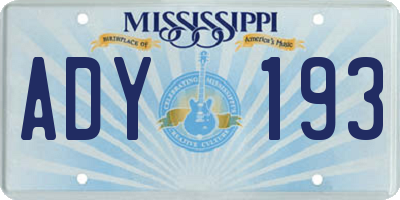 MS license plate ADY193