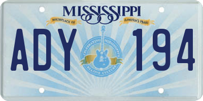 MS license plate ADY194