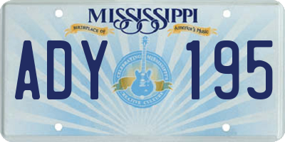 MS license plate ADY195