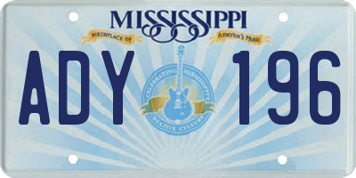 MS license plate ADY196
