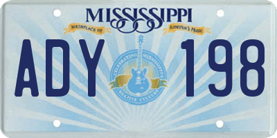 MS license plate ADY198