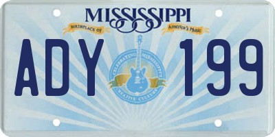 MS license plate ADY199