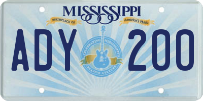 MS license plate ADY200