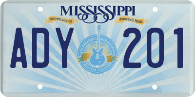 MS license plate ADY201