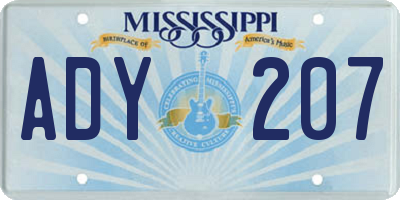 MS license plate ADY207