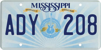 MS license plate ADY208