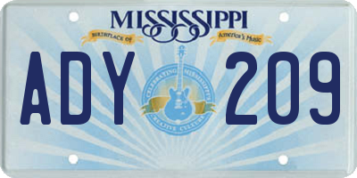 MS license plate ADY209