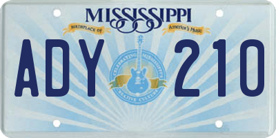 MS license plate ADY210