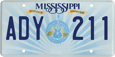 MS license plate ADY211