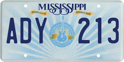 MS license plate ADY213