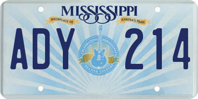 MS license plate ADY214