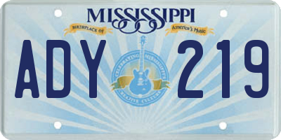 MS license plate ADY219