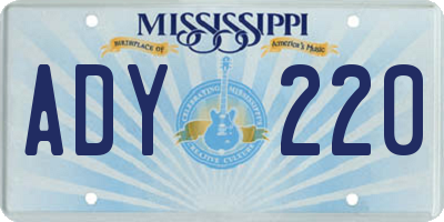 MS license plate ADY220