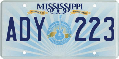 MS license plate ADY223