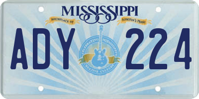 MS license plate ADY224