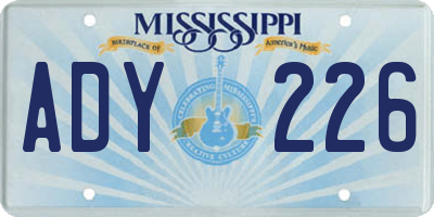 MS license plate ADY226