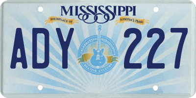 MS license plate ADY227